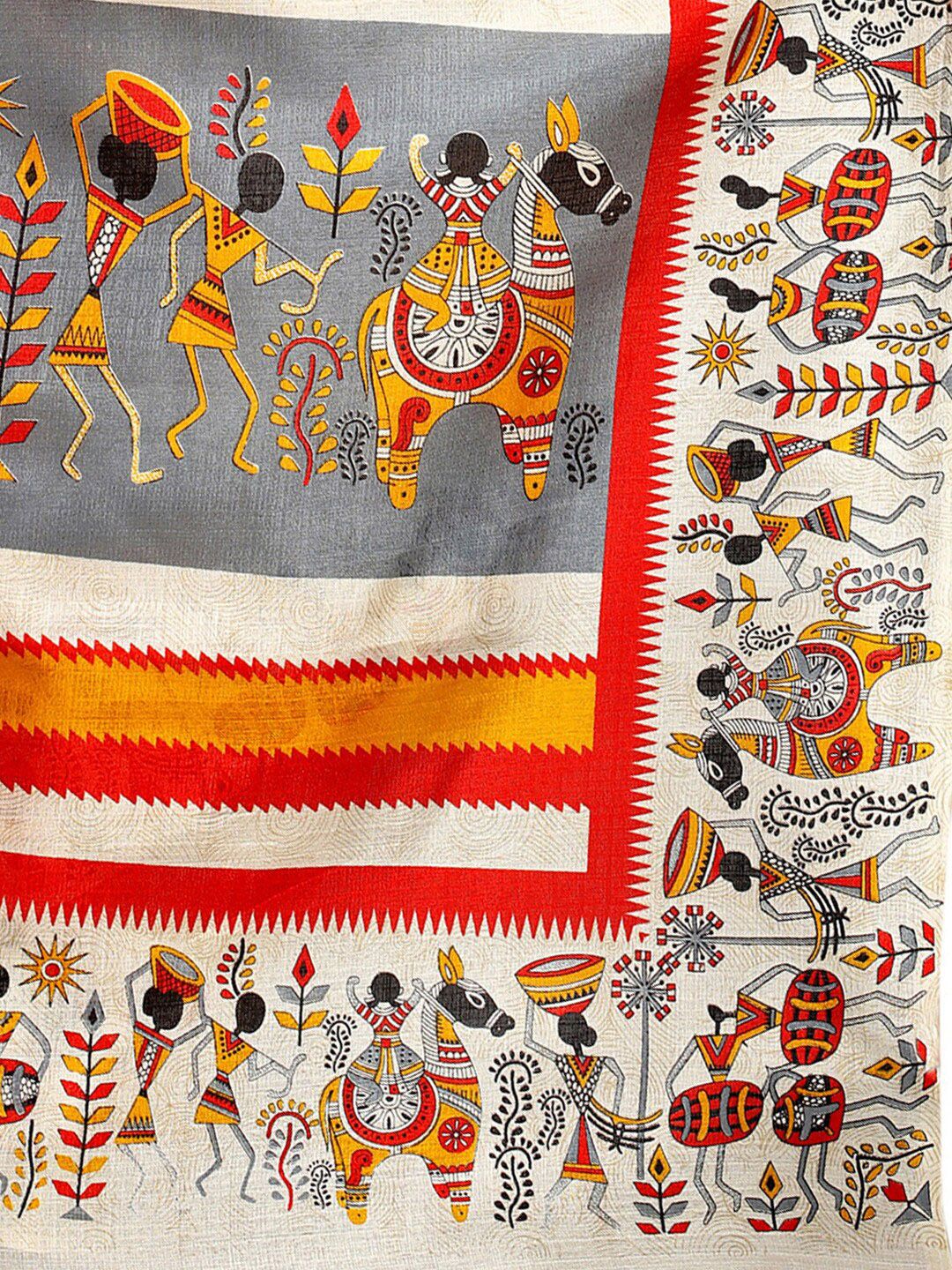 KALINI Off-White Khadi Silk Printed Khadi Saree