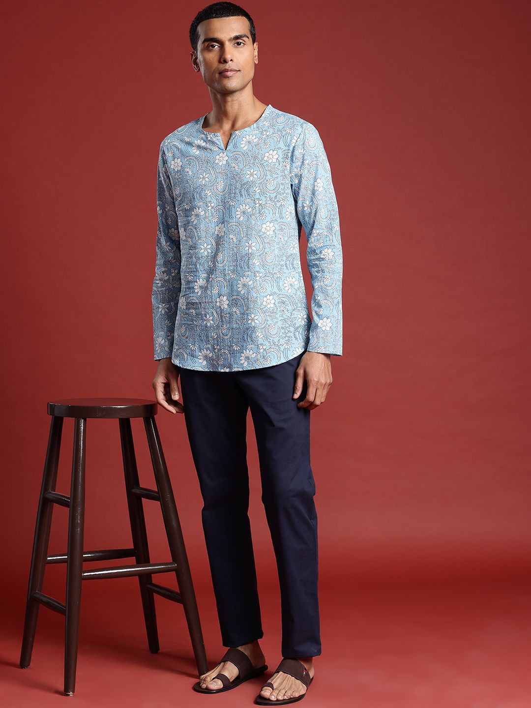 Anouk Men Ethnic Motifs Printed Pure Cotton Short Kurta