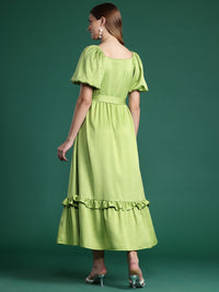 DressBerry Puff Sleeve Ruffled Maxi Dress