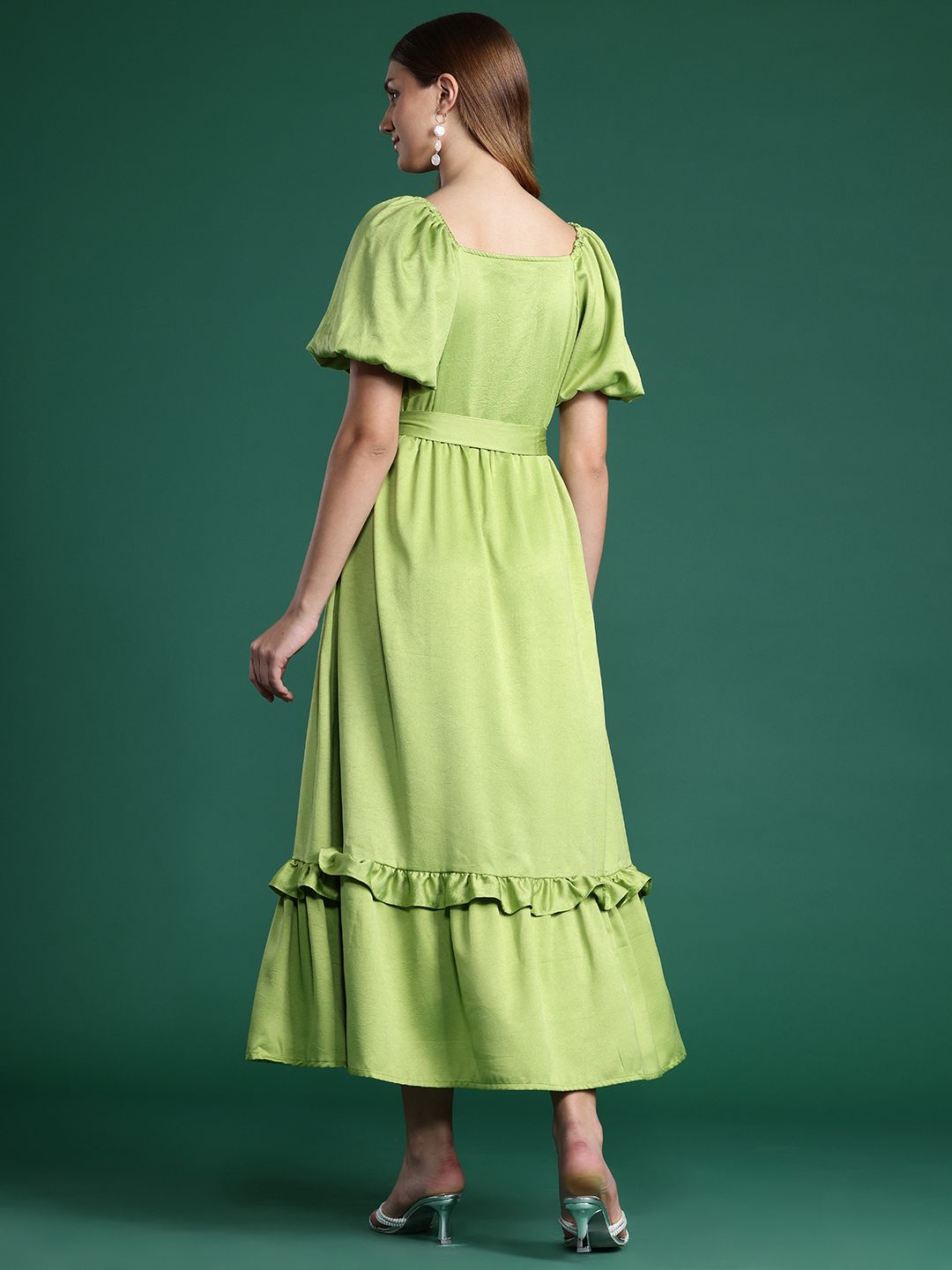 DressBerry Puff Sleeve Ruffled Maxi Dress