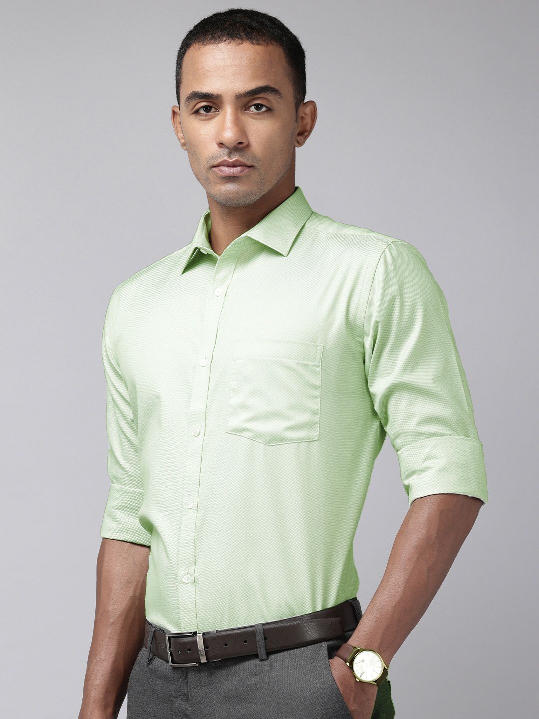 Park Avenue Self Design Slim Fit Textured Formal Shirt