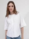 RAREISM Round Neck Flared Sleeve Cotton Top
