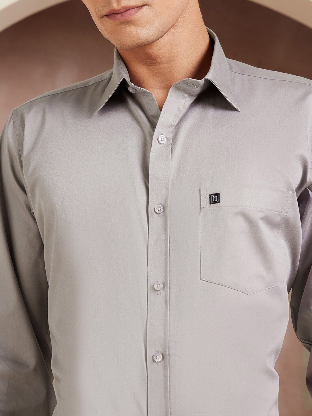 DENNISON Smart Solid Opaque Pure Cotton Satin Shirt
