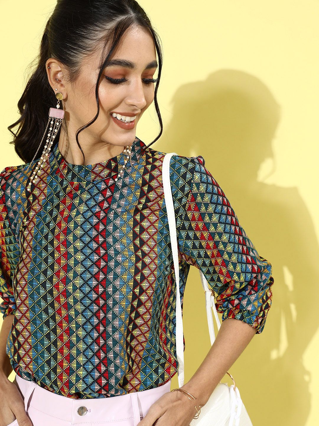 DressBerry Women Multi-Coloured Geometric Top