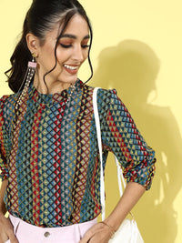 DressBerry Women Multi-Coloured Geometric Top
