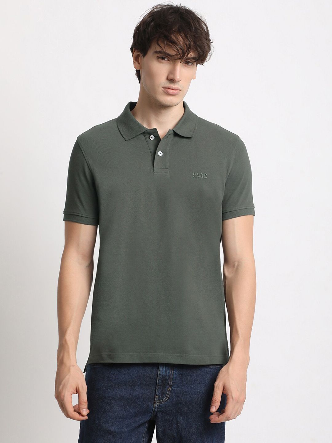THE BEAR HOUSE Polo Collar Pure Cotton Slim Fit T-shirt