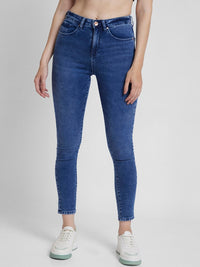 SPYKAR Women Super Skinny Fit Clean Look Mid-Rise Heavy Fade Crinkle Stretchable Jeans