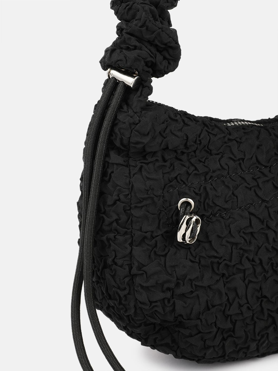 DressBerry Textured Self Design Half Moon Hobo Bag