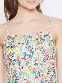 Berrylush Multicoloured Floral Printed Fit and Flare Dress