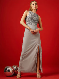 STREET 9 Embellished Sleeveless Net Maxi Dress