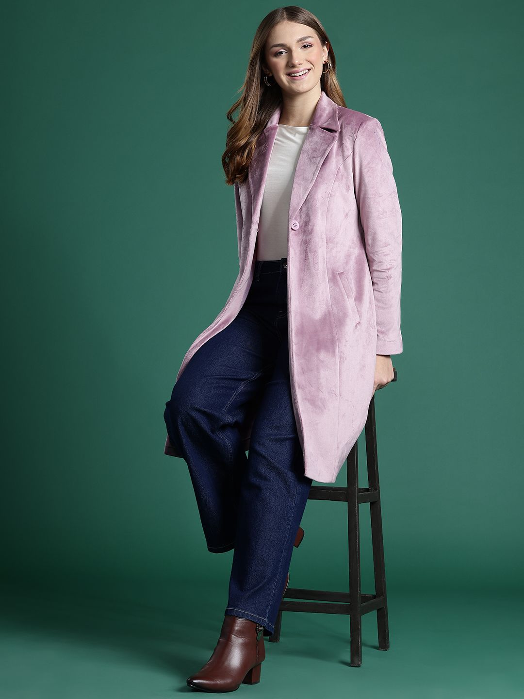 DressBerry Notched Lapel Collar Overcoat