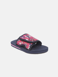 YK Girls Pink & Navy Blue Printed Slip-Ons