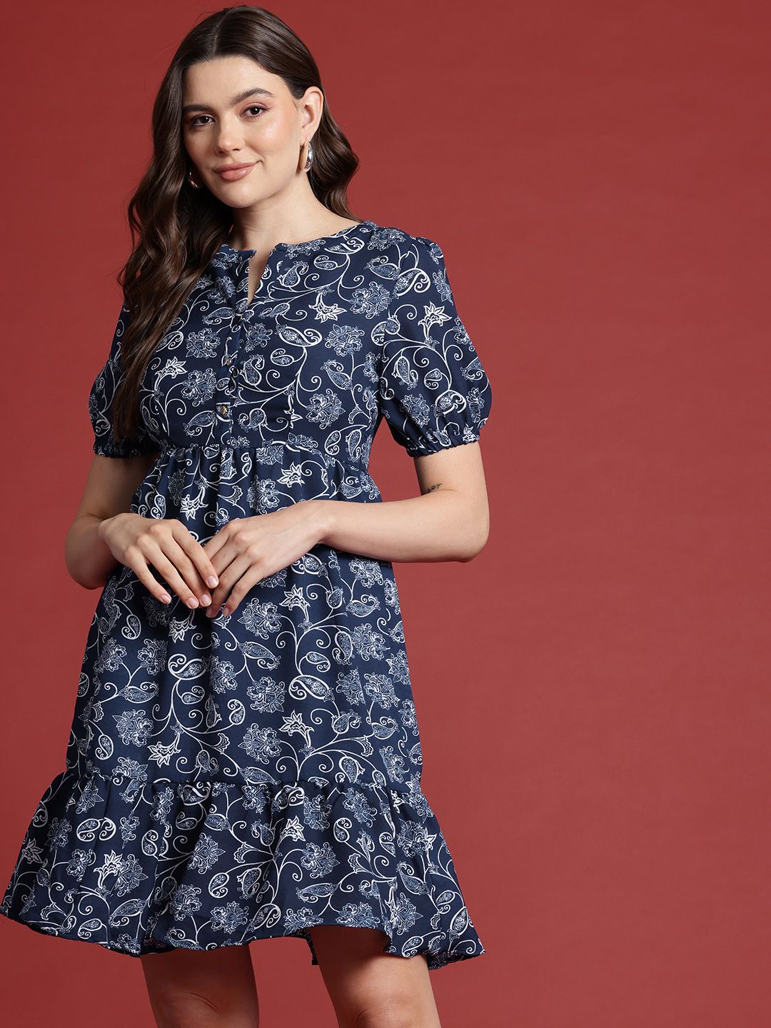 all about you Ethnic Printed Fit & Flare Mini Dress