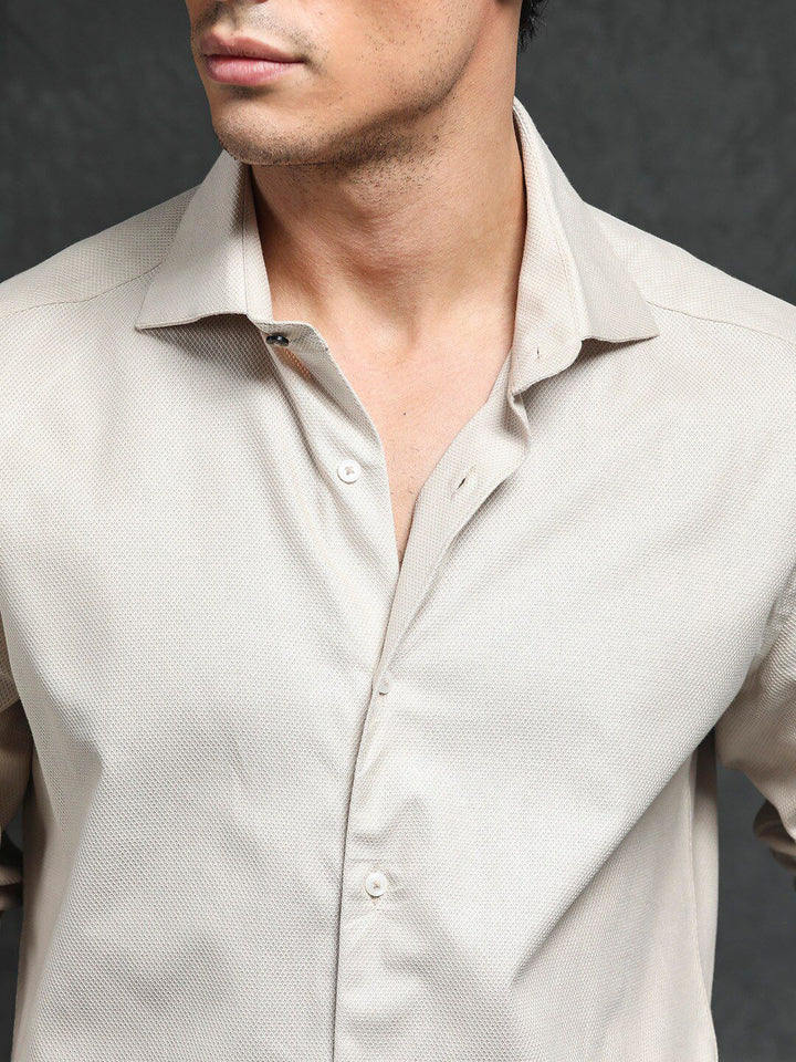 RARE RABBIT Men Comb-1 Slim Fit Textured Cotton Shirt