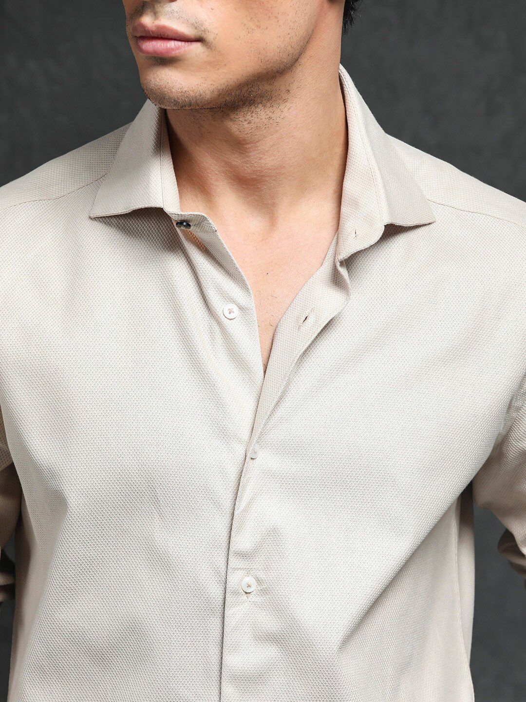 RARE RABBIT Men Comb-1 Slim Fit Textured Cotton Shirt