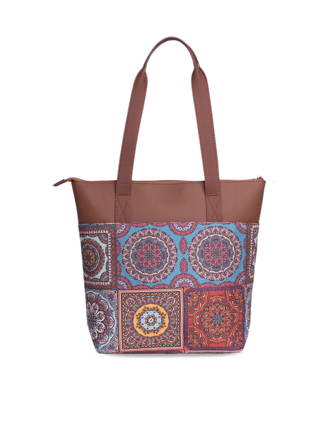 ZOUK Ethnic Motifs Printed Jute Tote Bag