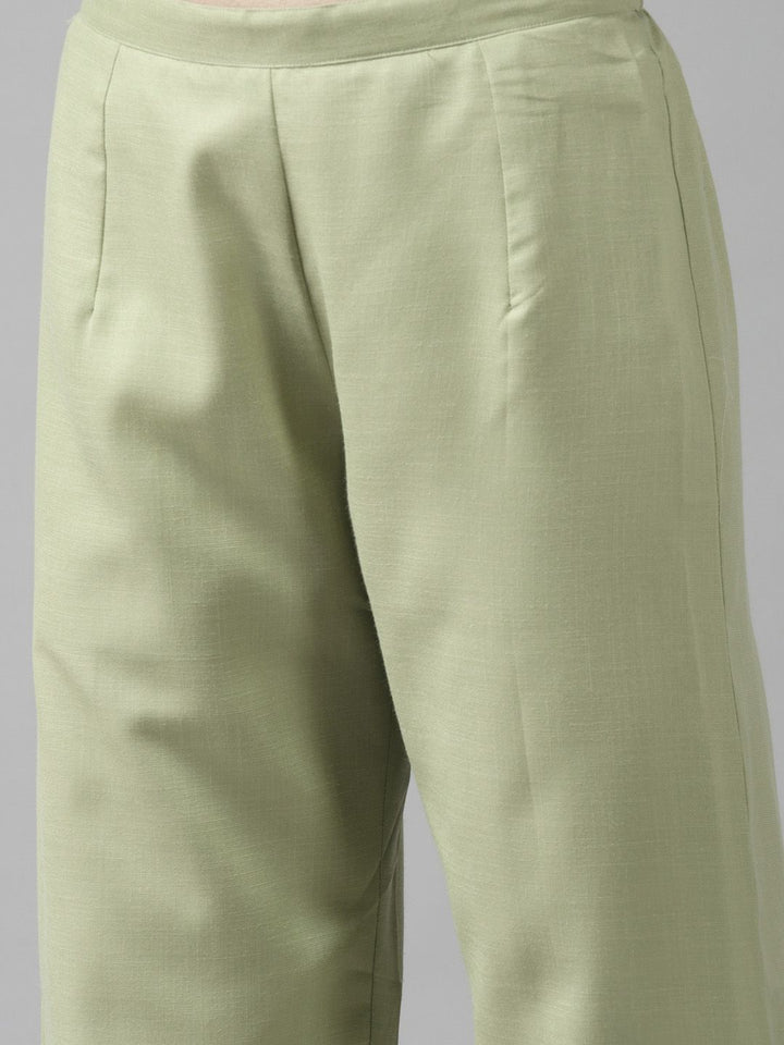 Indo Era Women Green Yoke Design Regular Kurta with Palazzos & Dupatta