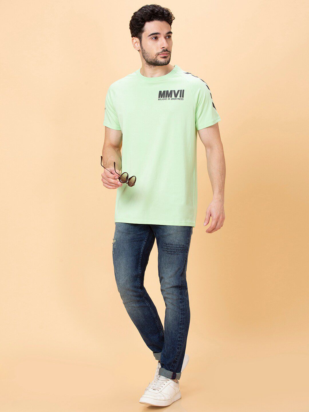 Being Human Typography Printed Round Neck Raglan Sleeves Pure Cotton T-shirt