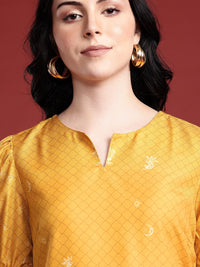 Anouk Checked Puff Sleeve Kurta