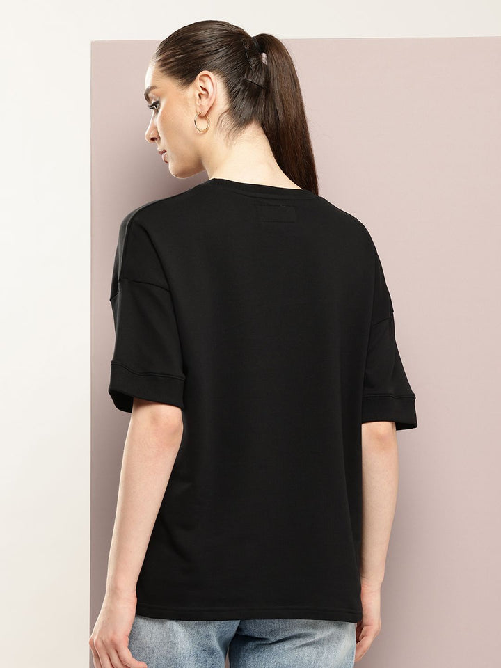 DILLINGER Women Oversized Drop Shoulder Ultra Soft Drapey Cotton Crew Neck T-Shirt