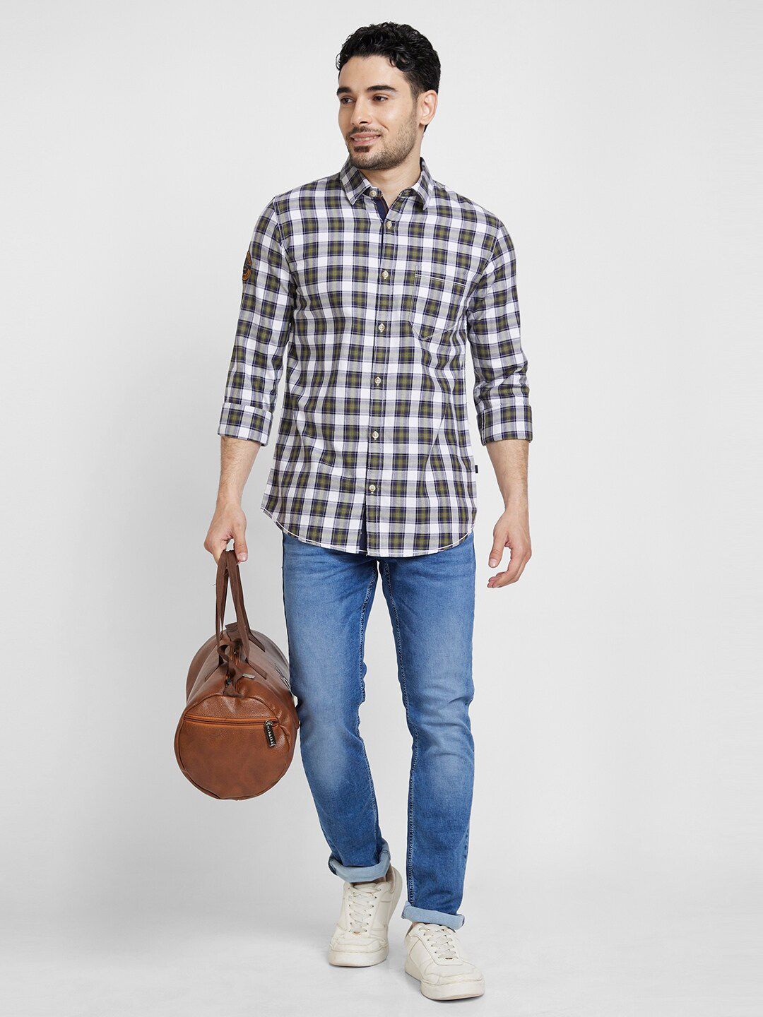 SPYKAR Tartan Checked Cotton Classic Opaque Casual Shirt
