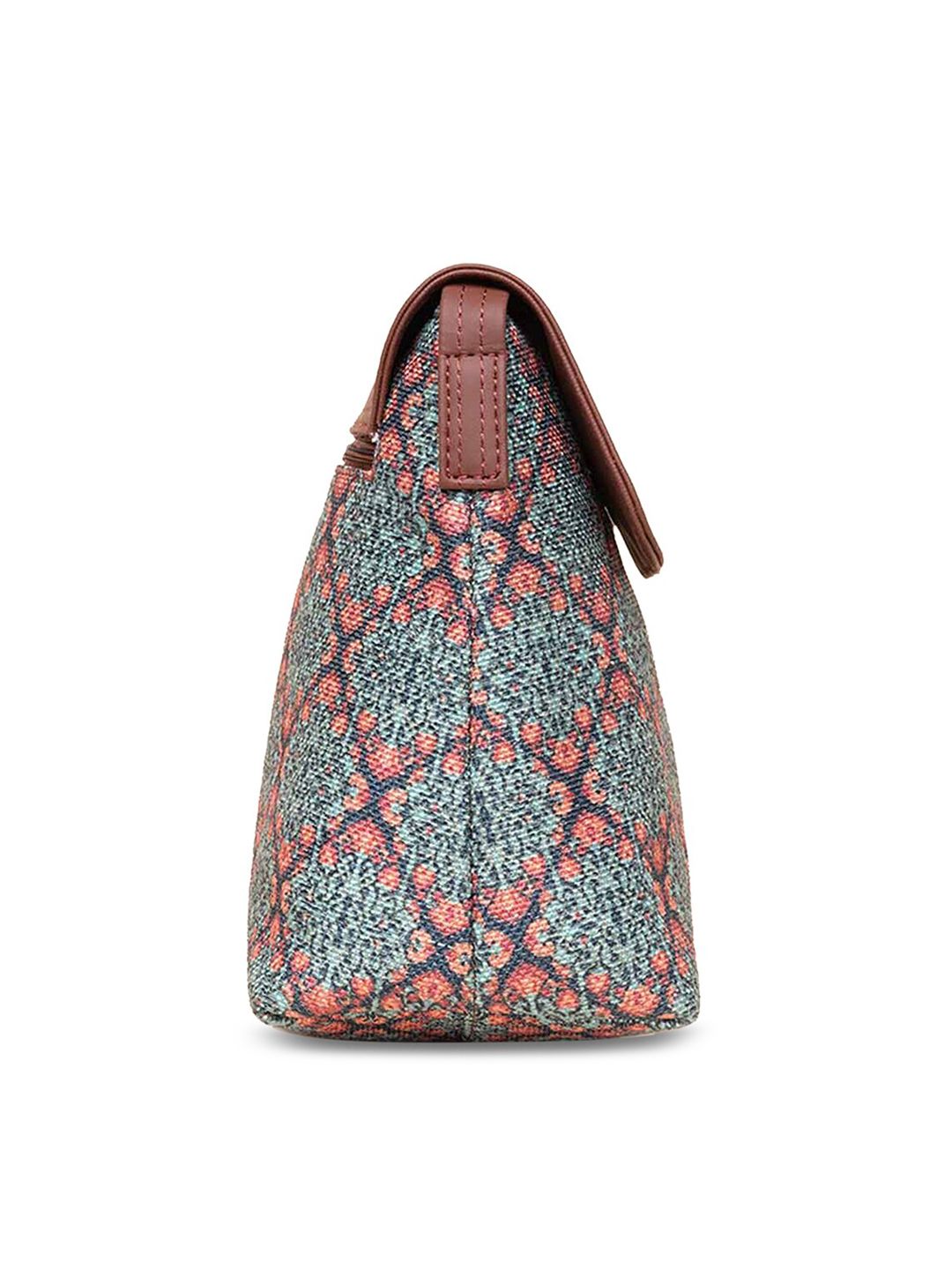 ZOUK Green Ethnic Motifs Printed Structured Sling Bag