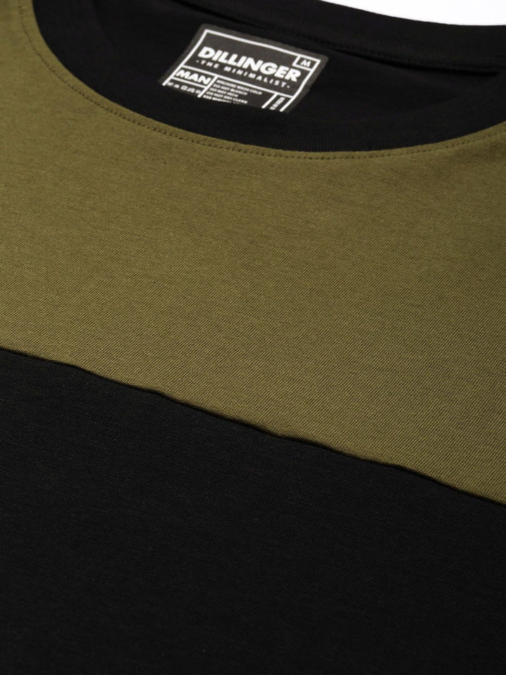 DILLINGER Men Colourblocked Striped Regular Fit Cotton T-shirt