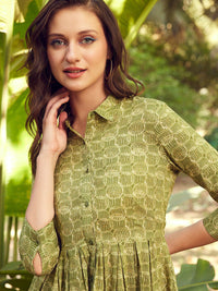 STREET 9 Printed Spread Collar A-Line Dress