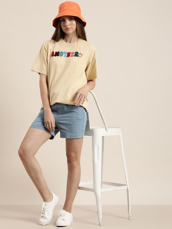 DILLINGER Typography Embroidered Oversize Pure Cotton Longline T-shirt