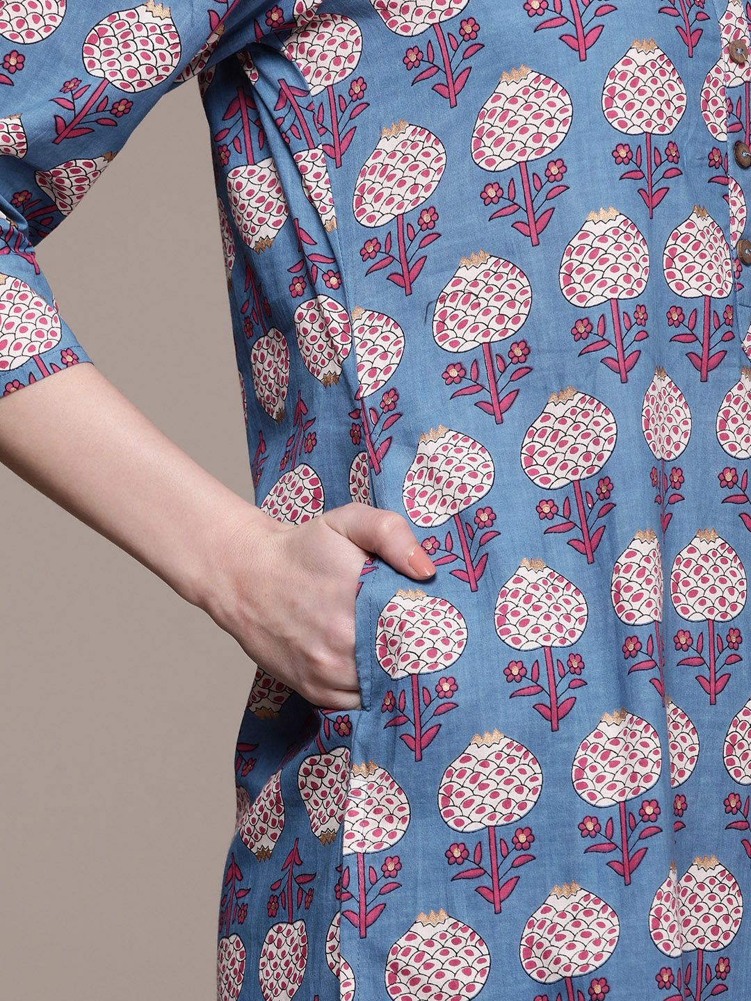 Anouk wanita etnik motif dicetak kapas kurta