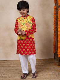 pspeaches Boys Mandarin collar Animal Printed Regular Kurta with Pyjamas