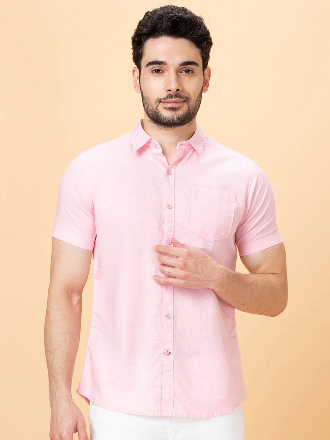 Being Human Spread Collar Slim Fit Cotton Casual Shirt