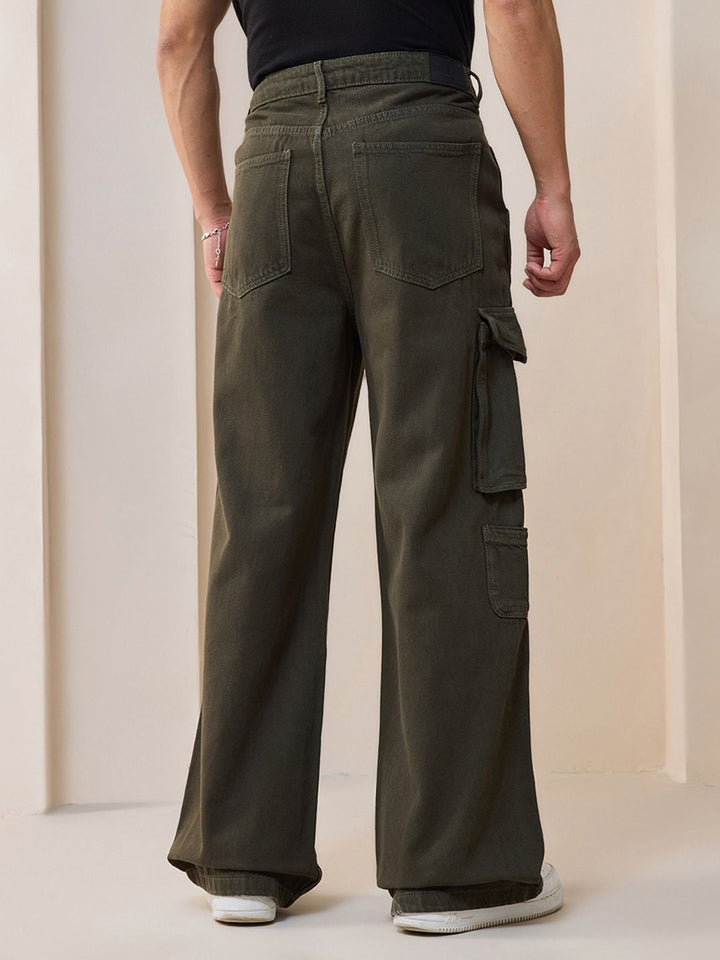 Bewakoof Men Straight Fit High-Rise Distressed Organic Cotton Baggy Jeans