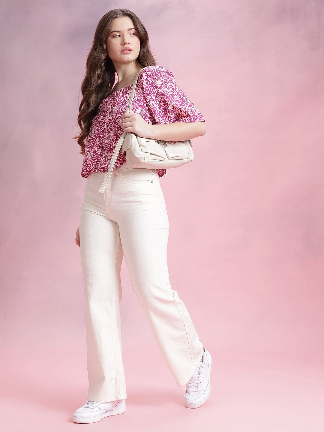 DressBerry Floral Print Flared Sleeves Top