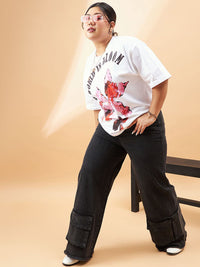 SASSAFRAS Curve Women Plus Size Comfort Straight Fit High-Rise Stretchable Jeans