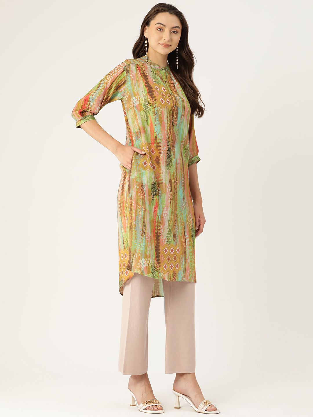 Monte Carlo High-Low Hem Printed Kurta