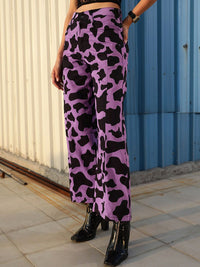 STREET 9 Women Lavender Printed Relaxed High-Rise Trousers