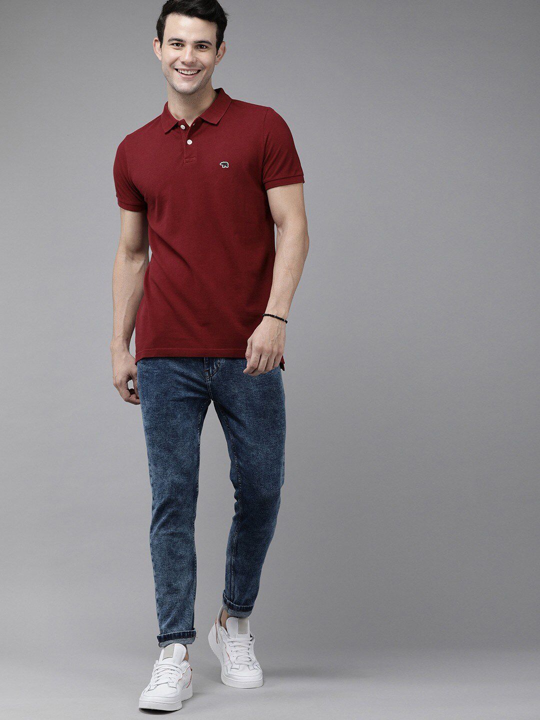 THE BEAR HOUSE Polo Collar Pure Cotton Slim Fit T-shirt