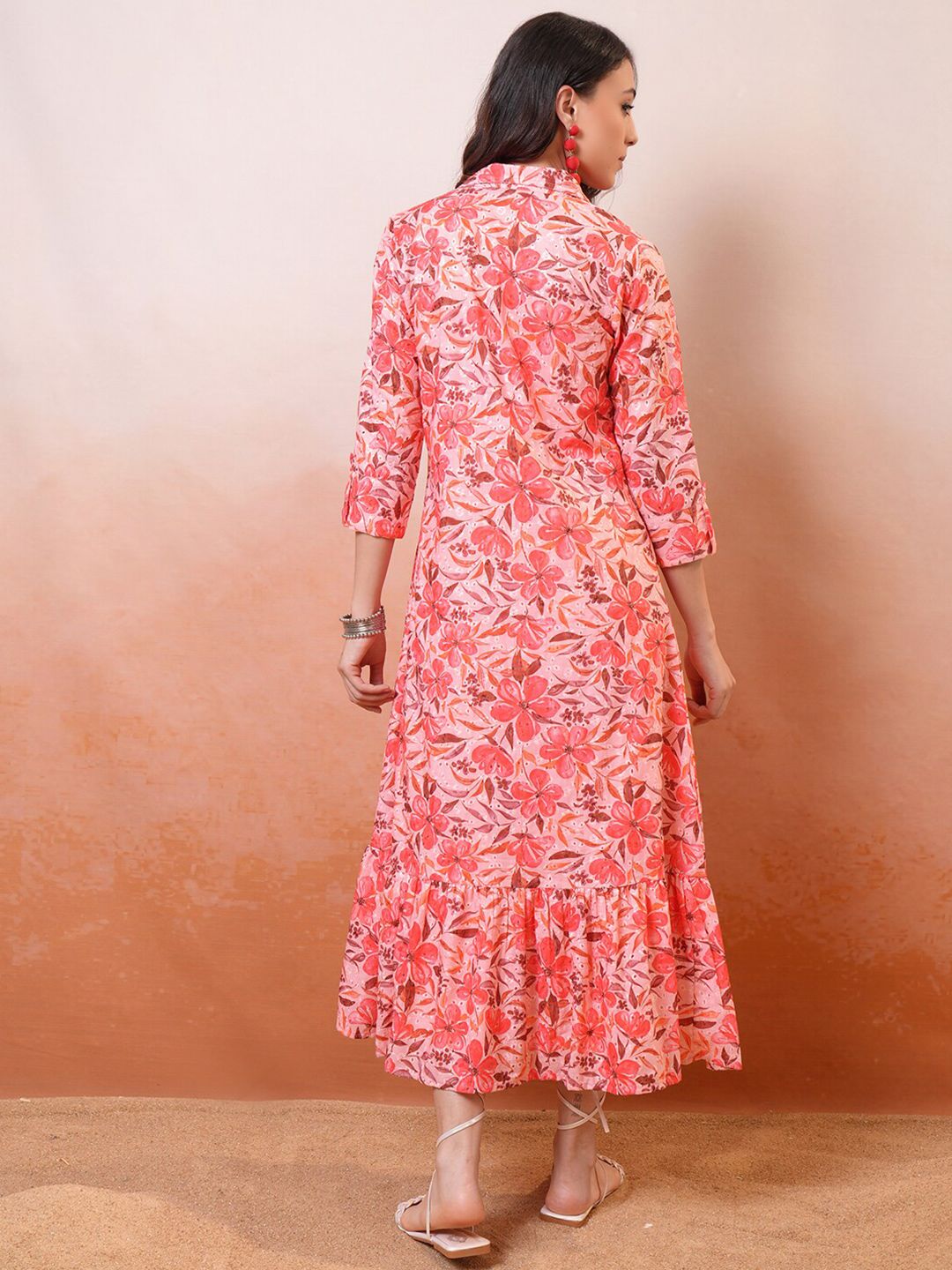 Vishudh Floral Print A-Line Midi Dress