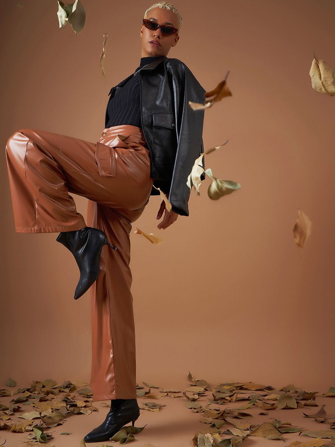 SASSAFRAS Women Brown Straight Fit Cargos Trousers