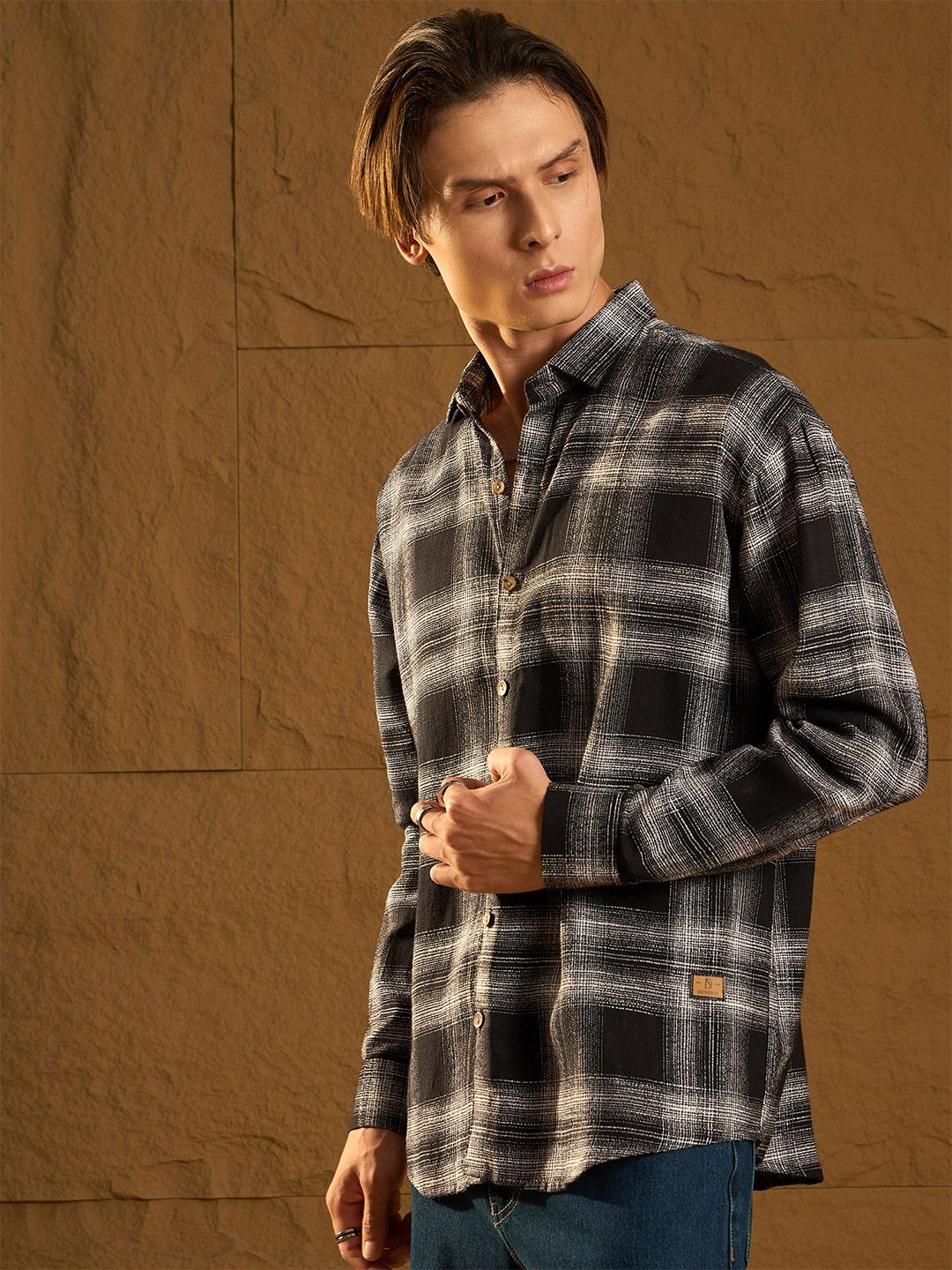 Dennison Men Drop Shoulder Oversized Checked Shirt