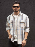 Powerlook Men Spread Collar Tartan Checked Cotton Casual Shirt