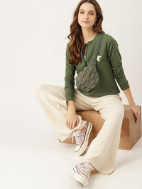 DressBerry Women Green Solid Sweatshirt