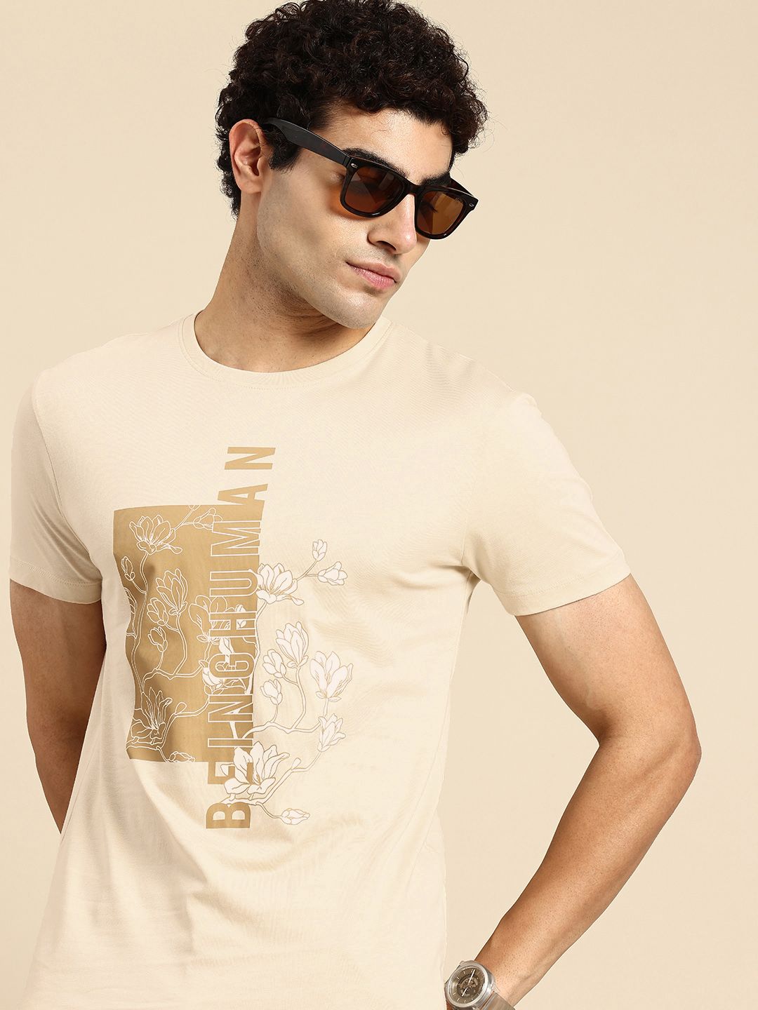 Being Human Graphic Printed Pure Cotton Slim Fit T-shirt
