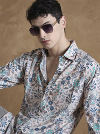 DENNISON Beige Floral Printed Shirt