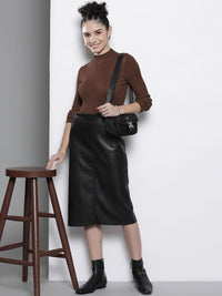 SASSAFRAS Women Brown High Neck Acrylic Pullover