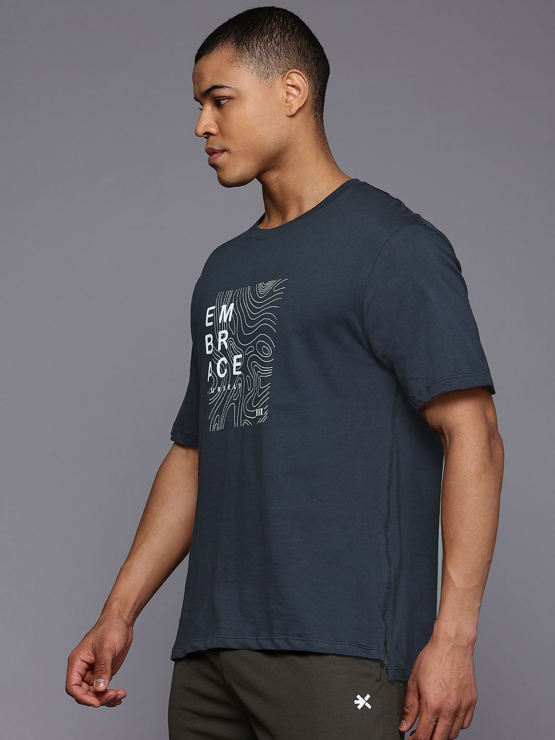 HRX by Hrithik Roshan Men Typography Printed Drop-Shoulder Sleeves Pure Cotton T-shirt