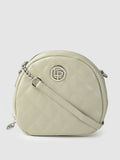 Lino Perros Sage Green Quilted Half Moon Sling Bag with Non-Detachable Sling Strap