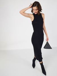 SASSAFRAS High Neck Sleeveless Midi Sheath Dress