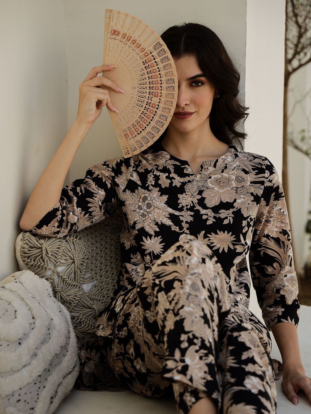 SANSKRUTIHOMES Women Floral Printed Pure Cotton Night suit